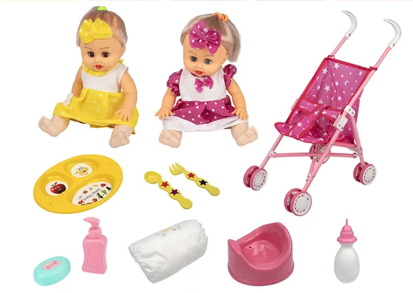 عروسک کالسکه سوار موزیکال چراغ دار (دست و صورت گوشتی)