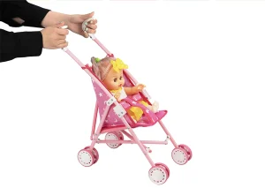 عروسک کالسکه سوار موزیکال چراغ دار (دست و صورت گوشتی)