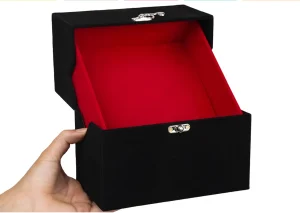 باکس چوبی روکش مخمل لولایی سیلور (سایز ۲)