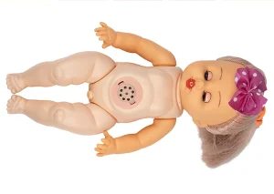 عروسک کالسکه سوار موزیکال چراغ دار (دست و صورت گوشتی)