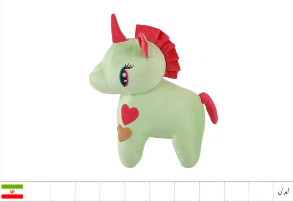 عروسک پولیشی اسب تک شاخ سبز سایز ۳