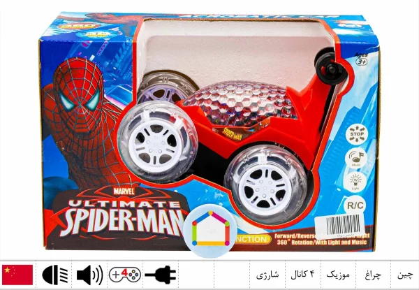 ماشین کنترلی دیوانه شارژی ۴ کانال موزیکال چراغ دار (۴ باتری)